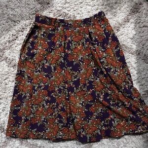 LuLaRoe Purple and Orange A-Line Pleated Skirt with Pockets